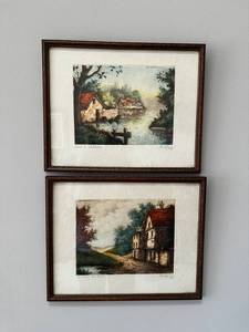 lot 92 image: Framed Landscape Paintings Set
