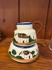 lot 379 image: Hand-Painted Ceramic Creamer Set
