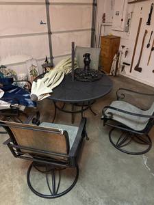 Metal Patio Dining Set with Swivel Chairs
