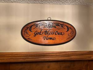 lot 459 image: Wooden God Bless Our Home Plaque