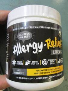 lot 22 image: bottle of allergy chews for dogs...