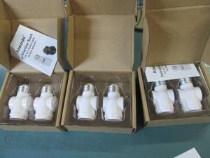 lot 166 image: 3 packages of 2 e26 to 2 outlet lig...