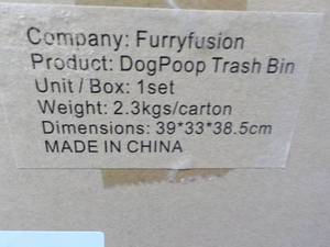 lot 62 image: Furry Fusion Dog Poop Trash Bin Set...