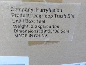 lot 65 image: Furry Fusion Dog Poop Trash Bin Set...