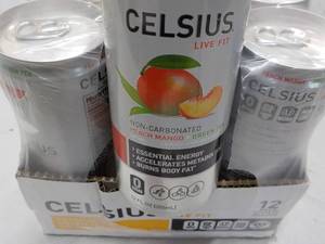 lot 175 image: 12 pack Celsius 12 oz Peach Mango G...