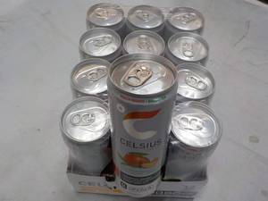 lot 177 image: 12 pack Celsius 12 oz Peach Mango G...