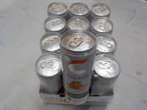 lot 180 image: 12 pack Celsius 12 oz Peach Mango G...