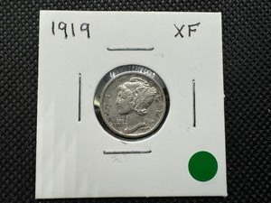 lot 47 image: 1919 XF Mercury Dime, XF or Better