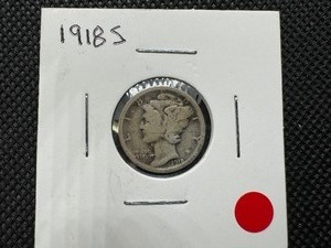 lot 58 image: 1918 S Semi Key Date Mercury Dime