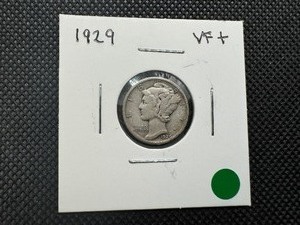 lot 73 image: 1929 VF Mercury Dime, VF or Better