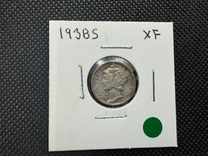 lot 74 image: 1938 S XF Mercury Dime, XF or Better