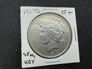 lot 7 image: 1927 D XF key Date Peace Dollar