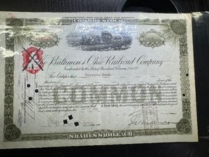 lot 14 image: 1906 Executed Railroad Stock Certificate, Rare-Single Fold-Excellent Condition