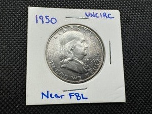 lot 23 image: 1950 Uncirculated Franklin Half, Near FBL