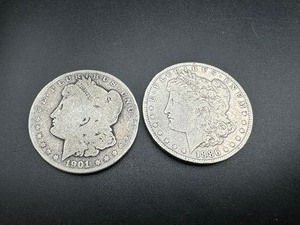 lot 37 image: Two Circulated Morgan Dollars