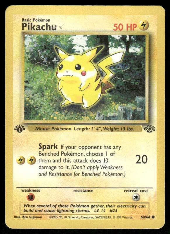 Pikachu 1st Edition Pokemon Card 60/64 for Sale in Plymouth, MN | Online Auction | K-BID Pikachu 1st Edition Pokemon Card 60/64 for Sale in Plymouth, MN | Online Auction | K-BID