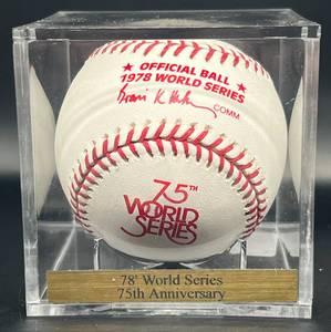 lot 152 image: 1978 World Series 75th Anniversary Rawlings Official Baseball w Cube