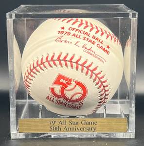 lot 153 image: 1979 All-Star Game 50th Anniversary Rawlings Official Baseball w Cube