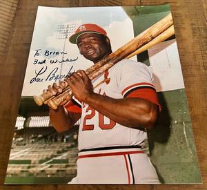 lot 10A image: Lou Brock Signed 8x10 Photo with COA - Vintage St. Louis Cardinals Baseball