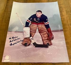 lot 17A image: Gump Worsley Signed 8x10 Photo - Vintage Hockey