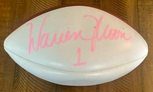lot 25A image: Warren Moon Signed w JSA COA Wilson Official Tagliabu NFL Football - Minnesota Vikings