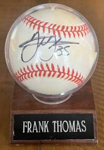 lot 26A image: Frank Thomas Signed w JSA COA and Display Rawlings ONLB White Baseball - Chicago White Sox