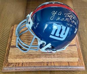 lot 28A image: Y.A. Tittle Signed Mini Helmet w JSA COA and Case - New York Giants Football