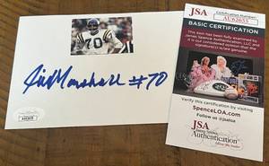 lot 30A image: Jim Marshall Signed Card w JSA COA - Vintage Minnesota Vikings Football