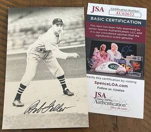 lot 31A image: Bob Feller Signed Postcard wJSA COA - Vintage Baseball