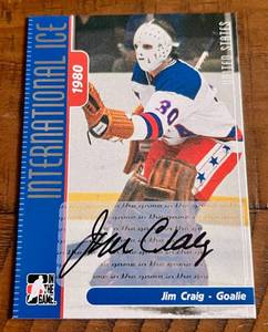 lot 39A image: Jim Craig Auto - 2006-07 In The Game Miracle on Ice 1980 Team USA Gold Medal Hockey Goalie