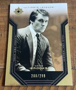 lot 42A image: Herb Brooks 299 2005 Upper Deck Ultimate Legends #50, numbered 200299, Team USA Miracle on Ice Hockey Coach