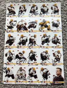 lot 54A image: 2007-2008 University of Minnesota Hockey Team Signed Uncut Card Sheet w Blake Wheeler (Plymouth Native  NHL Star)