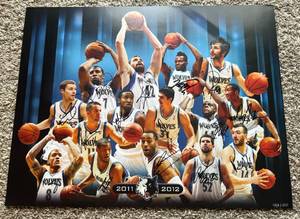 lot 56A image: Minnesota Timberwolves 2011-2012 Full Team Signed Poster, numbered 494550, with Kevin Love, Ricky Rubio - Basketball