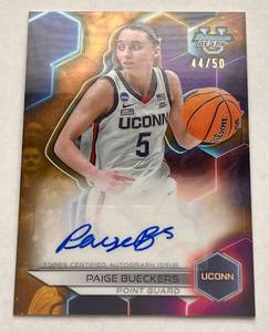 lot 5B image: Paige Bueckers Auto 50 2024 Bowman Best University #B23-PB, numbered 4450, Signed Rare Basketball Card