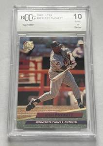 lot 50B image: Kirby Puckett BCCG 10 Gem Mint 1992 Fleer Ultra #97 Minnesota Twins Baseball Card