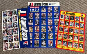 lot 170A image: 1991, 1992, 1993 Jimmy Dean Sausage Uncut Baseball Card Sheets