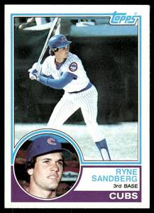 lot 174 image: Ryne Sandberg RC 1983 Topps #83 Chicago Cubs Baseball Card