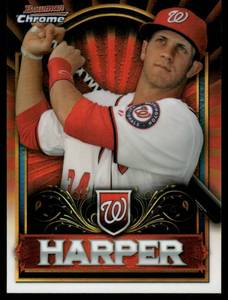 lot 183 image: Bryce Harper RC 2011 Bowman Chrome #BCE1 Washington Nationals Baseball Card