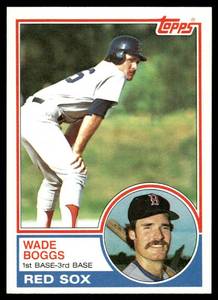 lot 184 image: Wade Boggs RC 1983 Topps #498 Boston Red Sox Baseball Card