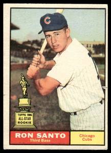lot 190 image: Ron Santo RC 1961 Topps #35 Chicago Cubs Baseball Card