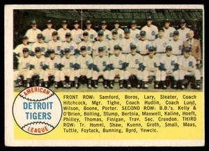 lot 196 image: Detroit Tigers 1958 Topps #397 Detroit Tigers Baseball Card