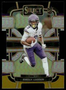 lot 217 image: Jordan Addison RC Die Cut 2024 Panini Select Prizm #66 Minnesota Vikings Football Card