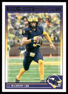 lot 222 image: J.J. McCarthy RC 2024 Score Rookie #304 Minnesota Vikings Football Card