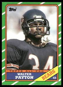 lot 224 image: Walter Payton 1986 Topps #7 Chicago Bears Football Card