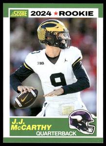 lot 227 image: J.J. McCarthy RC 2024 Score #8 Minnesota Vikings Football Card