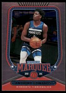 lot 233 image: Anthony Edwards RC 2020 Panini Chronicles Marquee #254 Minnesota Timberwolves Basketball Card