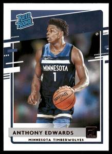 lot 234 image: Anthony Edwards RC 2020 Donruss Rated Rookie #201 Minnesota Timberwolves Basketball Card