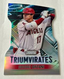 lot 182 image: Shohei Ohtani 2023 Stadium Triumvirates Die Cut #T-27 Baseball Card