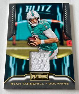 lot 209 image: Ryan Tannehill Game-Worn Relic 2018 Playbook Blitz #16 Football Card
