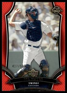 lot 187A image: Joe Mauer Numbered 599 2005 Upper DeckSweet Spot #44 Minnesota Twins Baseball Card